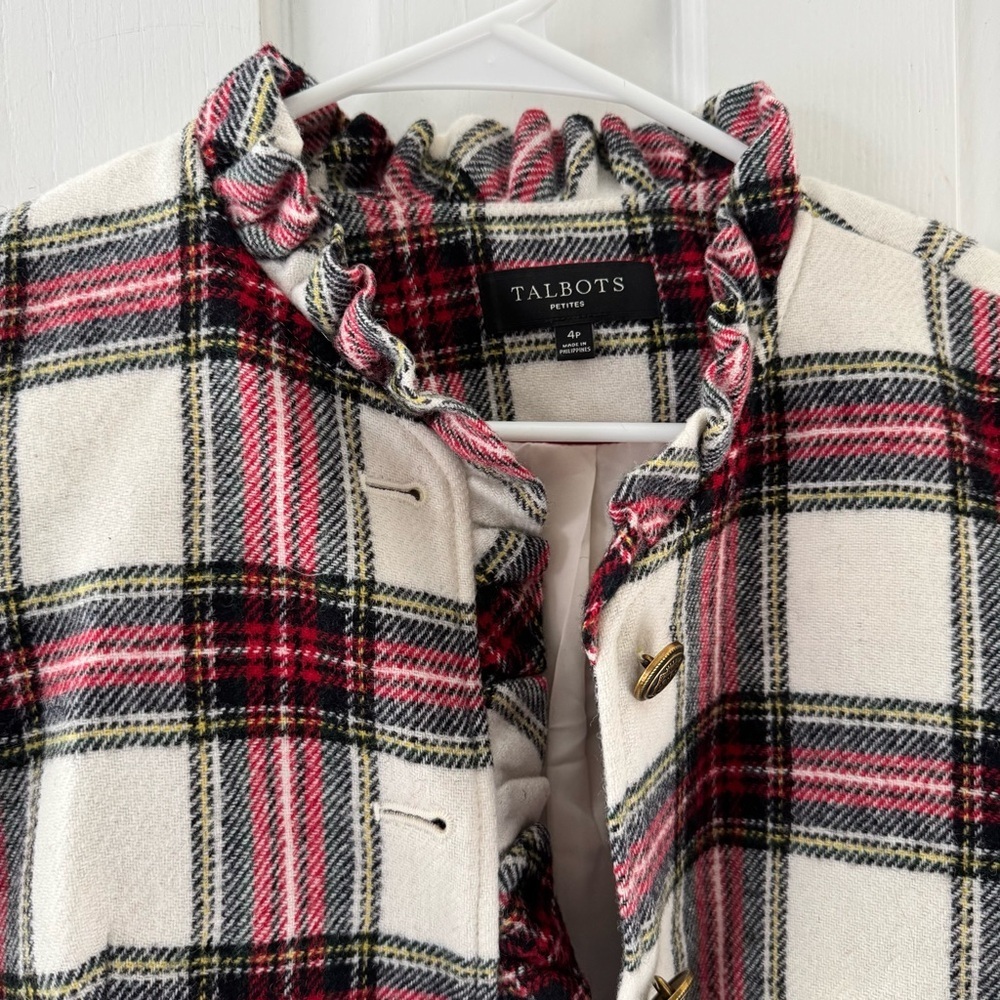 Talbots Tartan Plaid Wool Ruffle Blazer - Picture 4 of 9